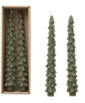 Tree Shaped Taper Candles Set/2 Green